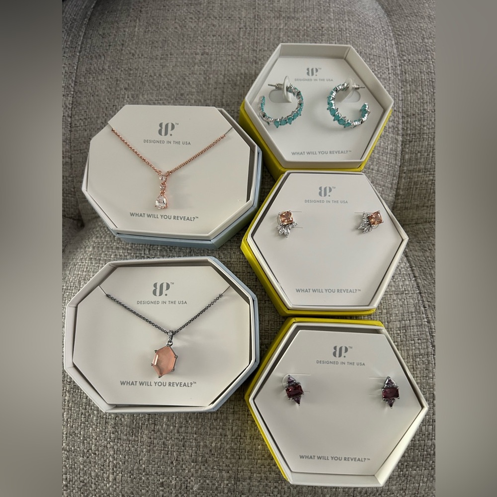 New Bomb Party Lot of Necklaces & Earrings CZ Smoky Topaz